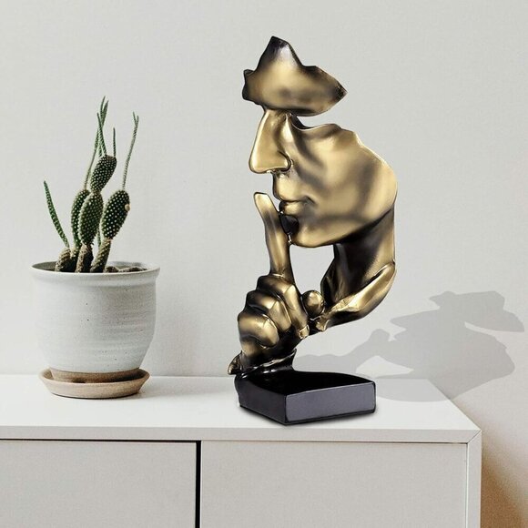 Thinker Statue Silence is Gold Abstract Art Figurine Decor for Creative Room - Picture 6 of 9